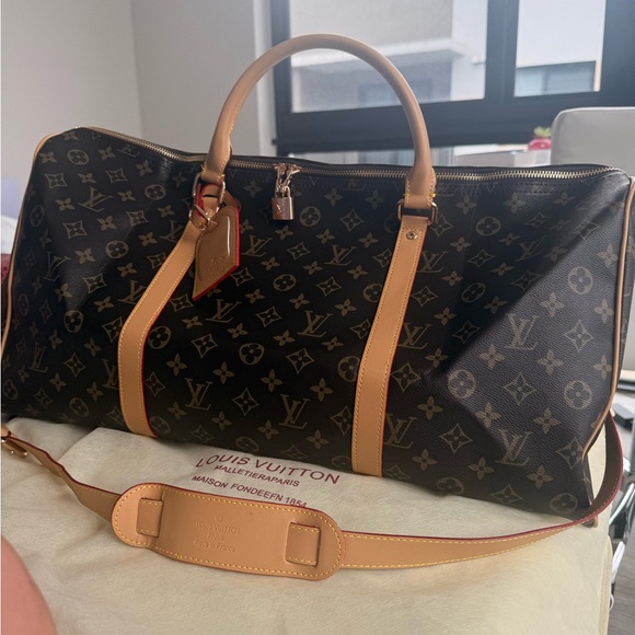 Louis Vuitton Black and Tan Monogram Duffel Bag